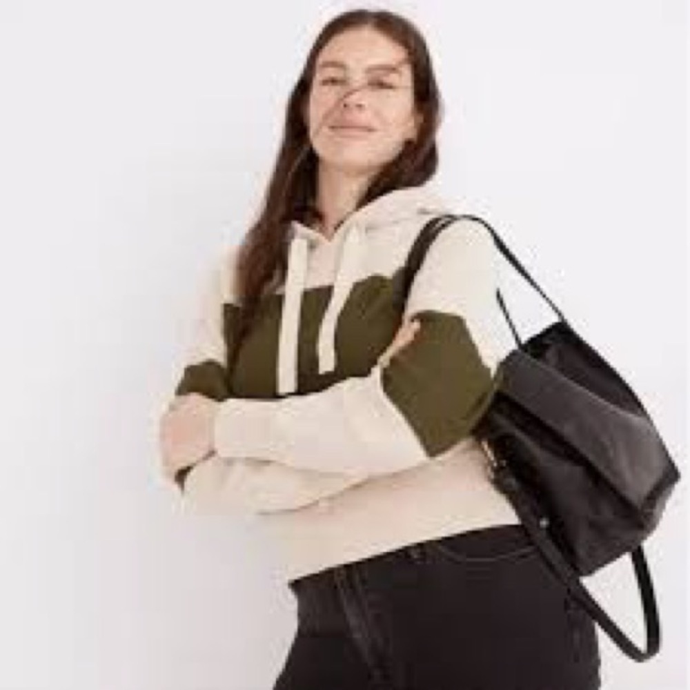 Madewell Hooded Textured Knit Sweater in Cream